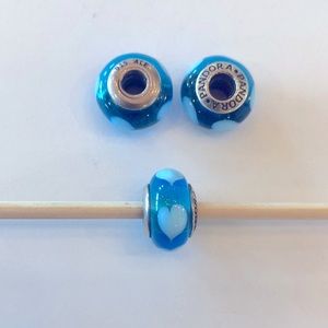 - Authentic Pandora Bead - Blue Glass heart